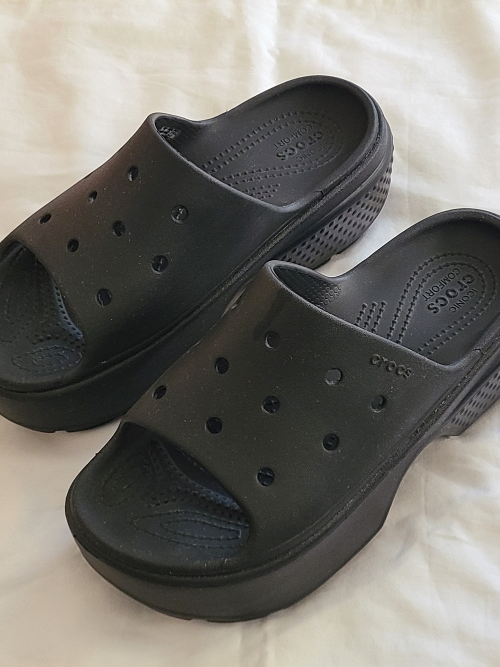 Crocs Unisex Adult Stomp Slides Platform Sandals Black - Picture 7 of 11